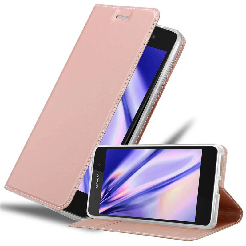 Cadorabo Hülle kompatibel mit Sony Xperia E5 Schutzhülle mit Magnetverschluss, Standfunktion und Kartenfach