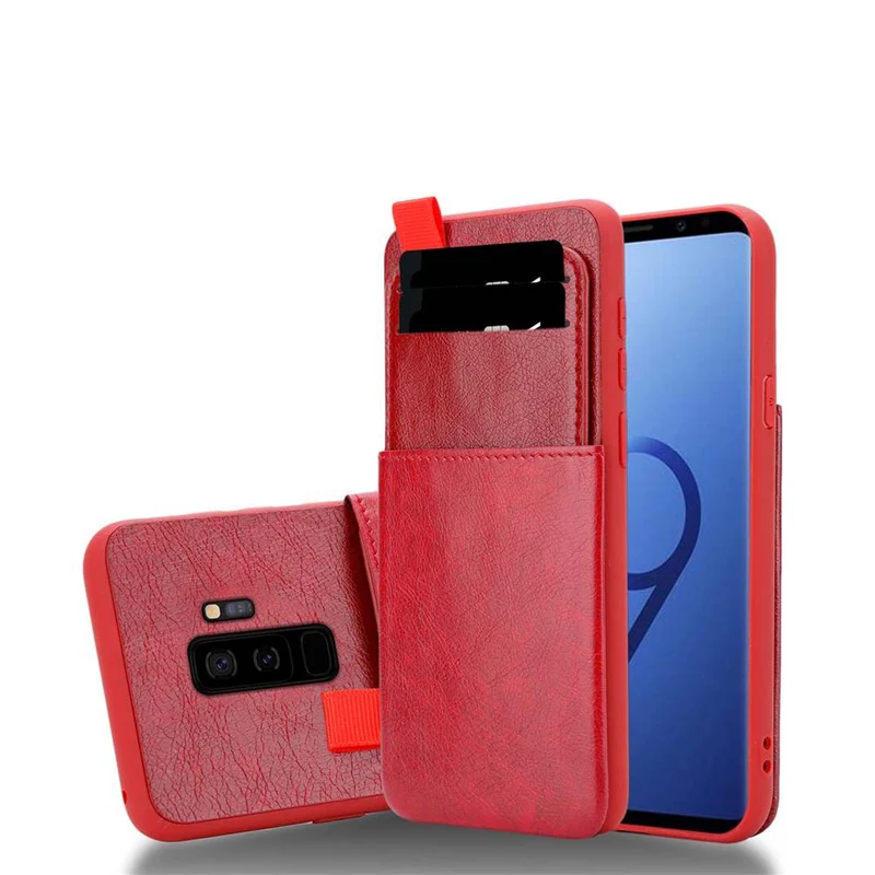 Cadorabo Hülle kompatibel mit Samsung Galaxy S9 PLUS Schutzhülle aus TPU Silikon und Kunstlederüberzug, mit Fach und herausziehbaren Karten-Steckplätzen