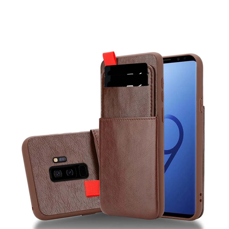Cadorabo Hülle kompatibel mit Samsung Galaxy S9 PLUS Schutzhülle aus TPU Silikon und Kunstlederüberzug, mit Fach und herausziehbaren Karten-Steckplätzen