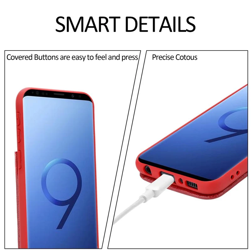 Cadorabo Hülle kompatibel mit Samsung Galaxy S9 PLUS Schutzhülle aus TPU Silikon und Kunstlederüberzug, mit Fach und herausziehbaren Karten-Steckplätzen