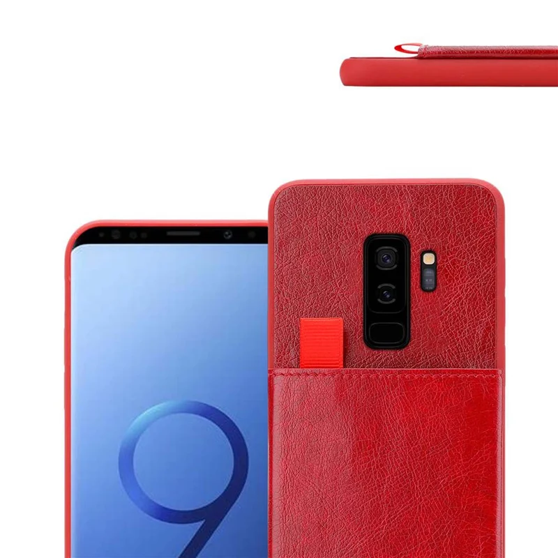 Cadorabo Hülle kompatibel mit Samsung Galaxy S9 PLUS Schutzhülle aus TPU Silikon und Kunstlederüberzug, mit Fach und herausziehbaren Karten-Steckplätzen