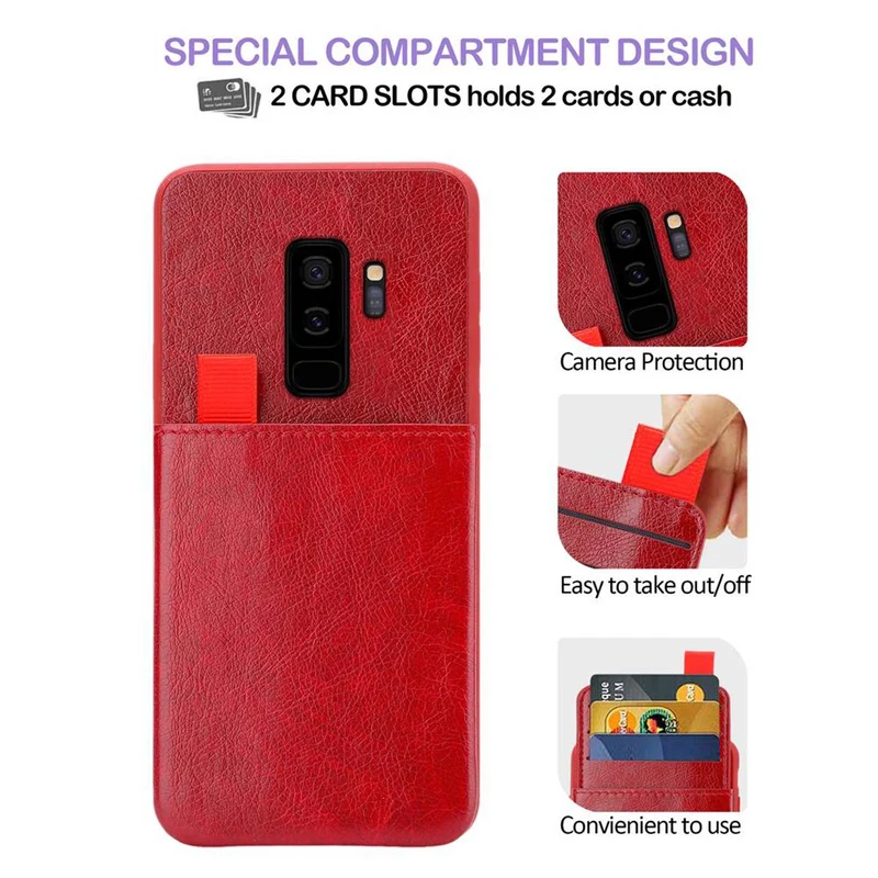 Cadorabo Hülle kompatibel mit Samsung Galaxy S9 PLUS Schutzhülle aus TPU Silikon und Kunstlederüberzug, mit Fach und herausziehbaren Karten-Steckplätzen