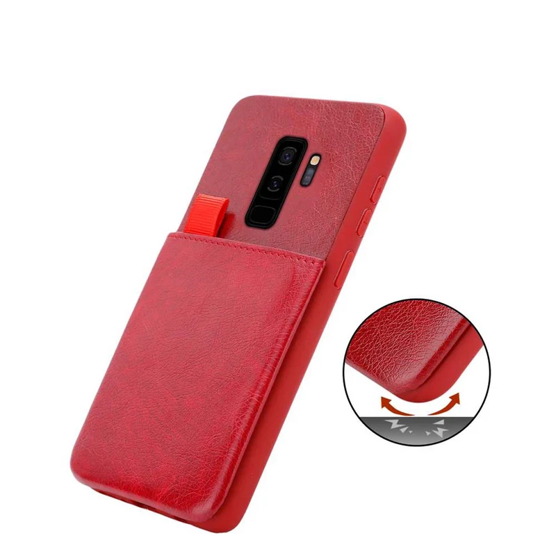 Cadorabo Hülle kompatibel mit Samsung Galaxy S9 PLUS Schutzhülle aus TPU Silikon und Kunstlederüberzug, mit Fach und herausziehbaren Karten-Steckplätzen