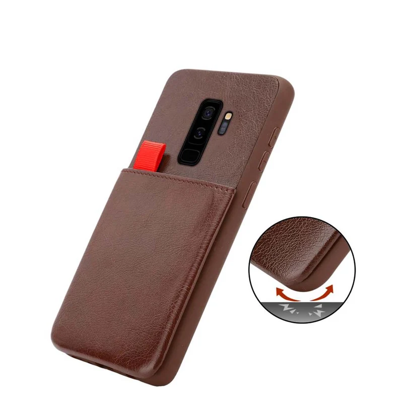 Cadorabo Hülle kompatibel mit Samsung Galaxy S9 PLUS Schutzhülle aus TPU Silikon und Kunstlederüberzug, mit Fach und herausziehbaren Karten-Steckplätzen