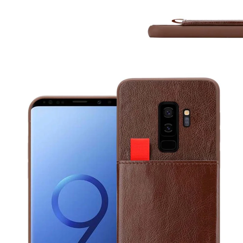 Cadorabo Hülle kompatibel mit Samsung Galaxy S9 PLUS Schutzhülle aus TPU Silikon und Kunstlederüberzug, mit Fach und herausziehbaren Karten-Steckplätzen