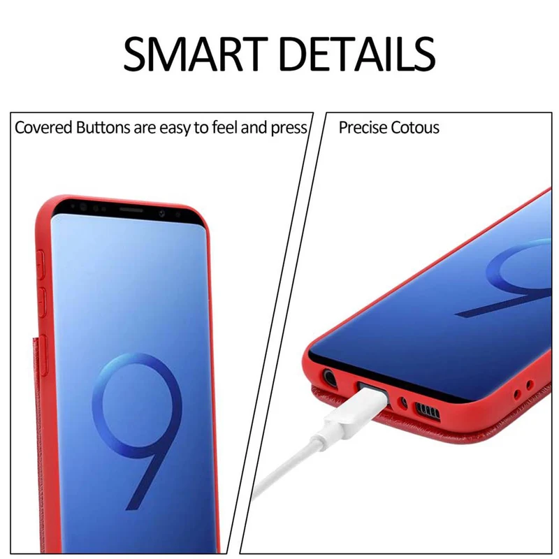 Cadorabo Hülle kompatibel mit Samsung Galaxy S9 Schutzhülle aus TPU Silikon und Kunstlederüberzug, mit Fach und herausziehbaren Karten-Steckplätzen