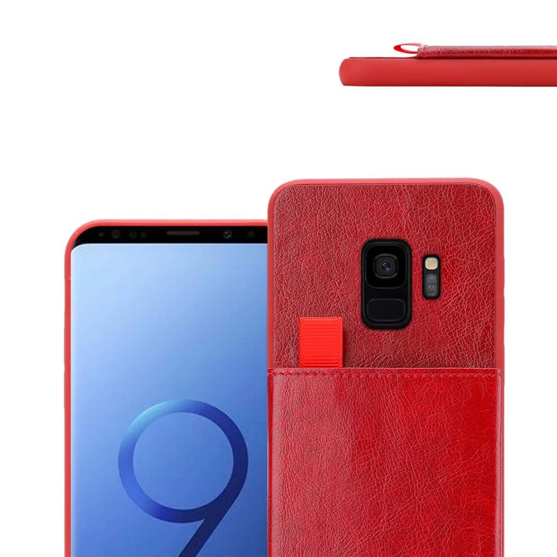 Cadorabo Hülle kompatibel mit Samsung Galaxy S9 Schutzhülle aus TPU Silikon und Kunstlederüberzug, mit Fach und herausziehbaren Karten-Steckplätzen