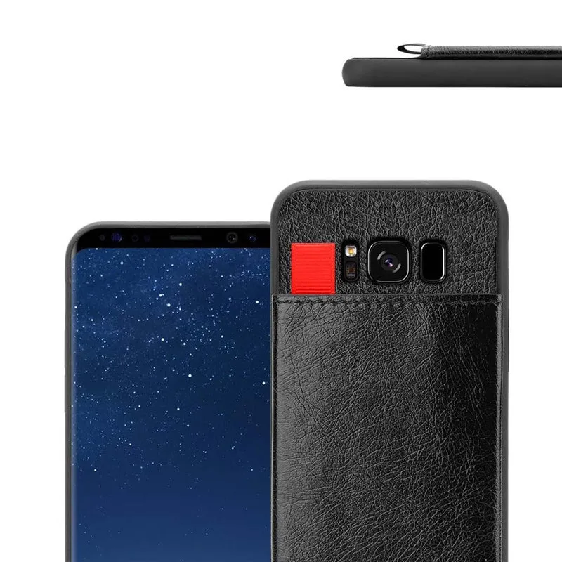 Cadorabo Hülle kompatibel mit Samsung Galaxy S8 PLUS Schutzhülle aus TPU Silikon und Kunstlederüberzug, mit Fach und herausziehbaren Karten-Steckplätzen