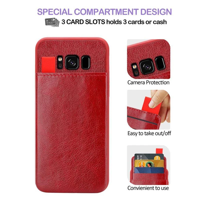 Cadorabo Hülle kompatibel mit Samsung Galaxy S8 PLUS Schutzhülle aus TPU Silikon und Kunstlederüberzug, mit Fach und herausziehbaren Karten-Steckplätzen