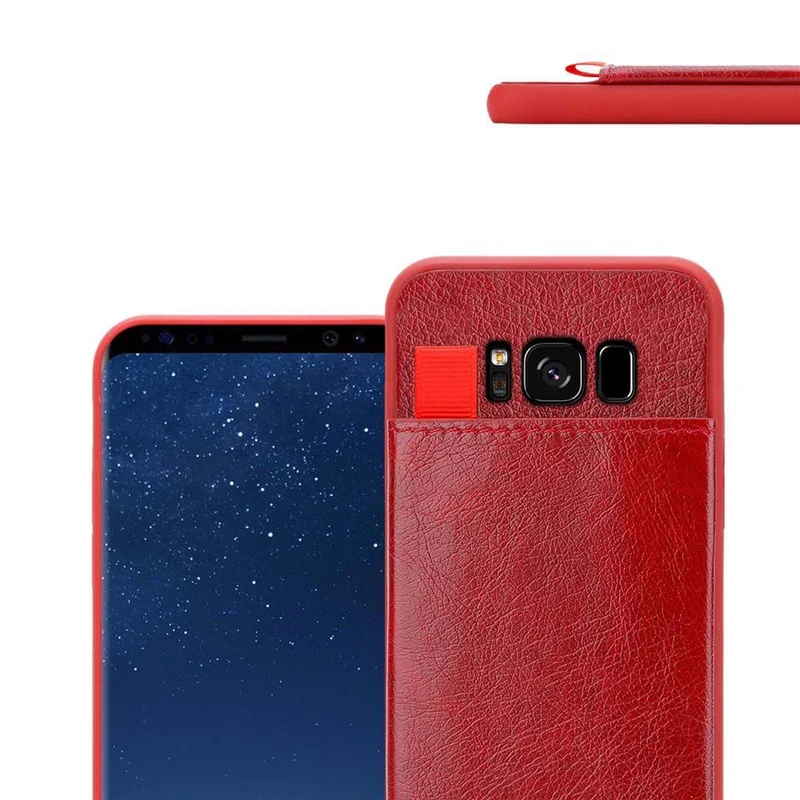 Cadorabo Hülle kompatibel mit Samsung Galaxy S8 PLUS Schutzhülle aus TPU Silikon und Kunstlederüberzug, mit Fach und herausziehbaren Karten-Steckplätzen