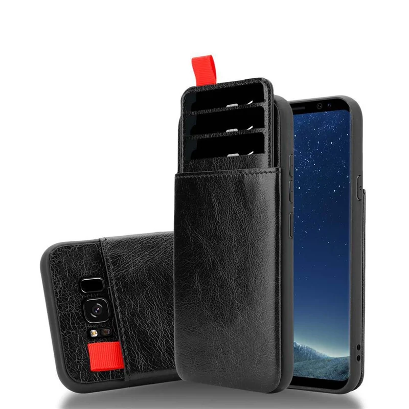 Cadorabo Hülle kompatibel mit Samsung Galaxy S8 Schutzhülle aus TPU Silikon und Kunstlederüberzug, mit Fach und herausziehbaren Karten-Steckplätzen