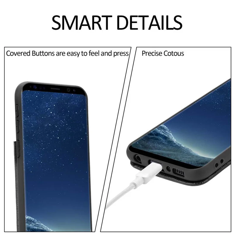 Cadorabo Hülle kompatibel mit Samsung Galaxy S8 Schutzhülle aus TPU Silikon und Kunstlederüberzug, mit Fach und herausziehbaren Karten-Steckplätzen