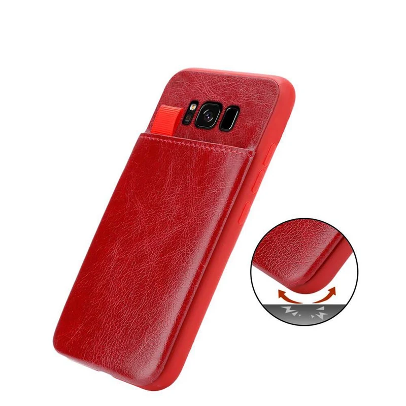 Cadorabo Hülle kompatibel mit Samsung Galaxy S8 Schutzhülle aus TPU Silikon und Kunstlederüberzug, mit Fach und herausziehbaren Karten-Steckplätzen