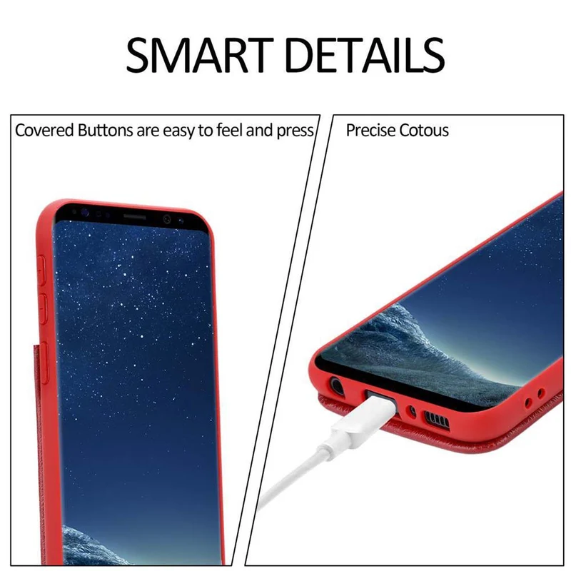 Cadorabo Hülle kompatibel mit Samsung Galaxy S8 Schutzhülle aus TPU Silikon und Kunstlederüberzug, mit Fach und herausziehbaren Karten-Steckplätzen