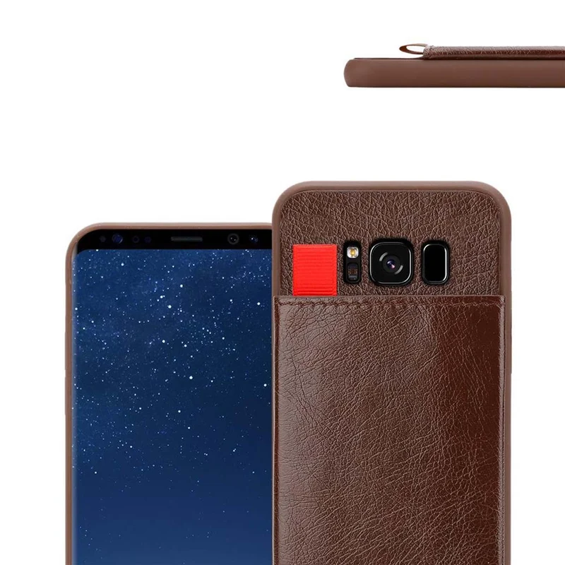 Cadorabo Hülle kompatibel mit Samsung Galaxy S8 Schutzhülle aus TPU Silikon und Kunstlederüberzug, mit Fach und herausziehbaren Karten-Steckplätzen