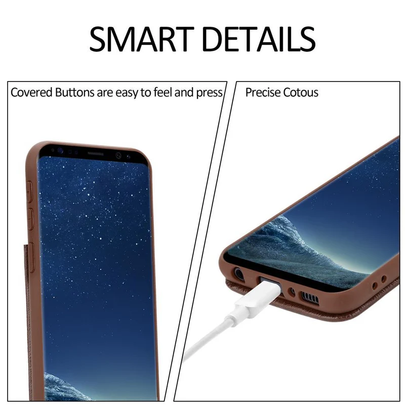 Cadorabo Hülle kompatibel mit Samsung Galaxy S8 Schutzhülle aus TPU Silikon und Kunstlederüberzug, mit Fach und herausziehbaren Karten-Steckplätzen