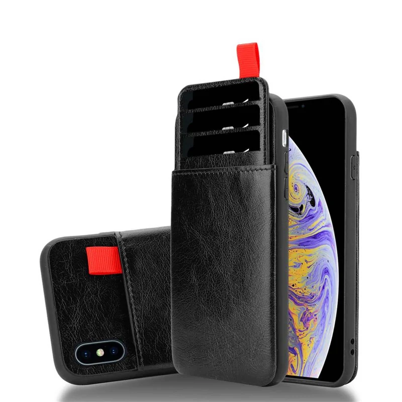 Cadorabo Hülle kompatibel mit Apple iPhone XS MAX Schutzhülle aus TPU Silikon und Kunstlederüberzug, mit Fach und herausziehbaren Karten-Steckplätzen