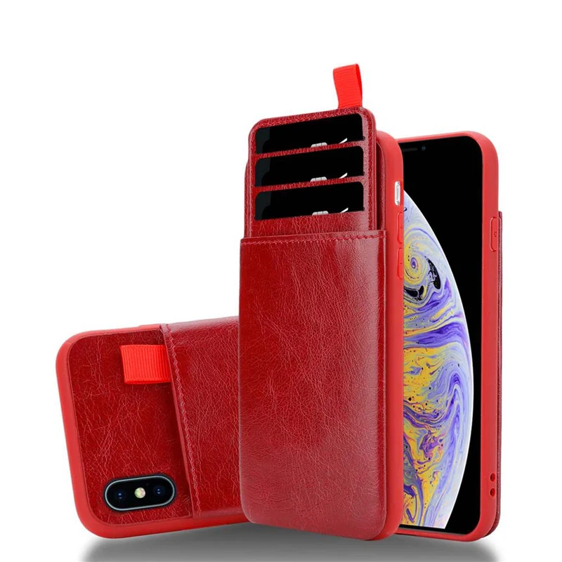 Cadorabo Hülle kompatibel mit Apple iPhone XS MAX Schutzhülle aus TPU Silikon und Kunstlederüberzug, mit Fach und herausziehbaren Karten-Steckplätzen