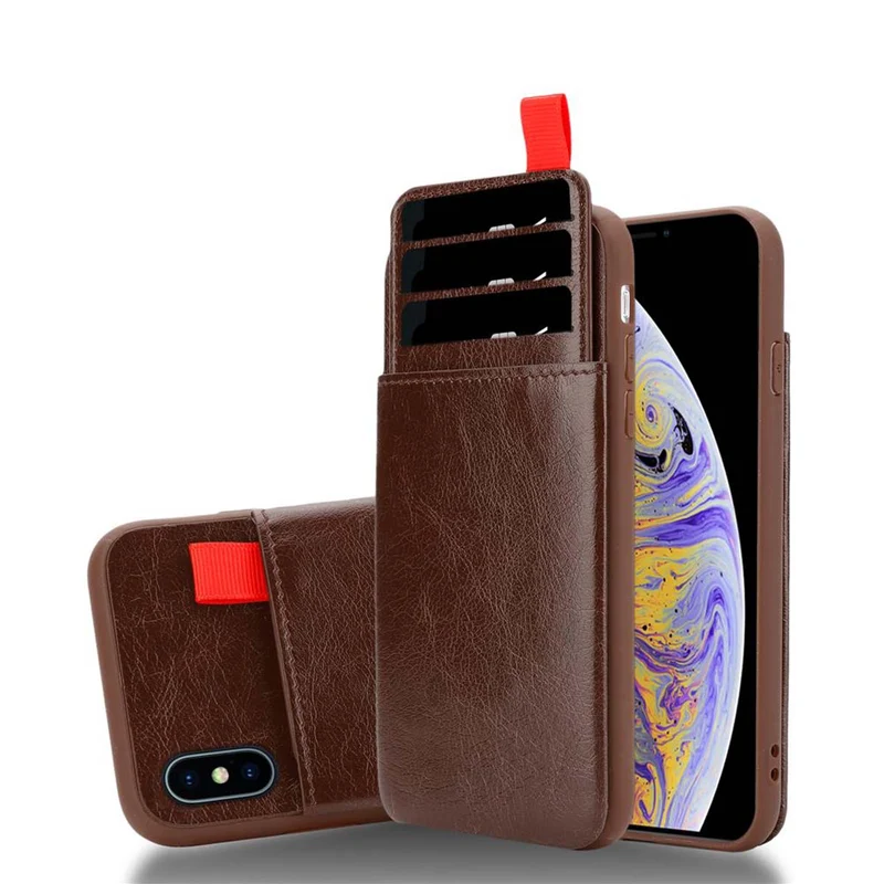 Cadorabo Hülle kompatibel mit Apple iPhone XS MAX Schutzhülle aus TPU Silikon und Kunstlederüberzug, mit Fach und herausziehbaren Karten-Steckplätzen