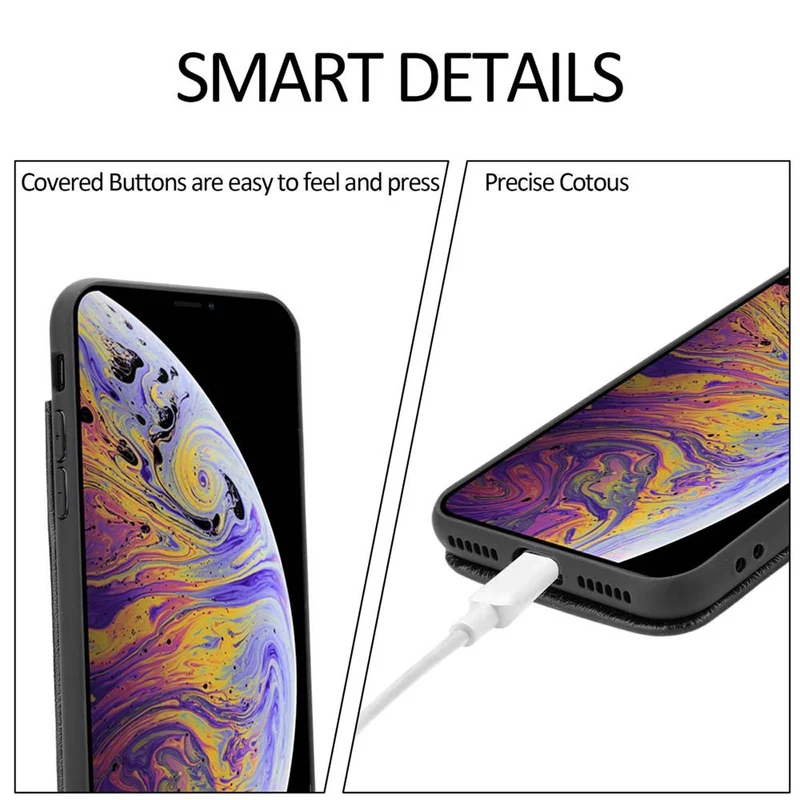 Cadorabo Hülle kompatibel mit Apple iPhone XS MAX Schutzhülle aus TPU Silikon und Kunstlederüberzug, mit Fach und herausziehbaren Karten-Steckplätzen