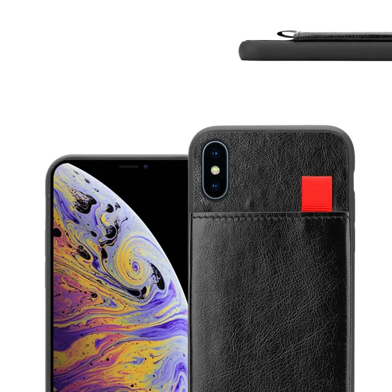 Cadorabo Hülle kompatibel mit Apple iPhone XS MAX Schutzhülle aus TPU Silikon und Kunstlederüberzug, mit Fach und herausziehbaren Karten-Steckplätzen