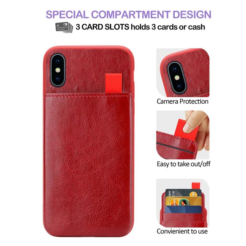 Cadorabo Hülle kompatibel mit Apple iPhone XS MAX Schutzhülle aus TPU Silikon und Kunstlederüberzug, mit Fach und herausziehbaren Karten-Steckplätzen