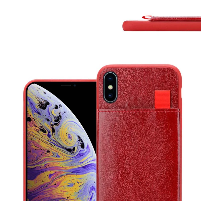 Cadorabo Hülle kompatibel mit Apple iPhone XS MAX Schutzhülle aus TPU Silikon und Kunstlederüberzug, mit Fach und herausziehbaren Karten-Steckplätzen