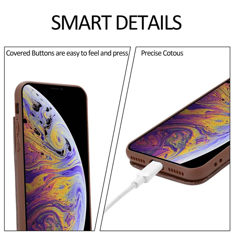 Cadorabo Hülle kompatibel mit Apple iPhone XS MAX Schutzhülle aus TPU Silikon und Kunstlederüberzug, mit Fach und herausziehbaren Karten-Steckplätzen