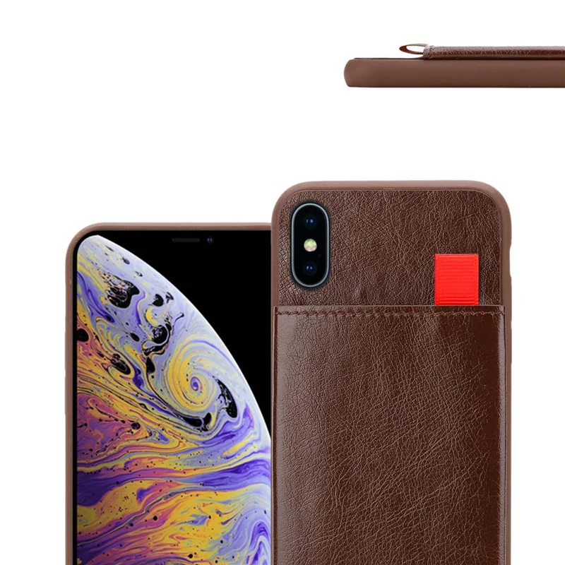Cadorabo Hülle kompatibel mit Apple iPhone XS MAX Schutzhülle aus TPU Silikon und Kunstlederüberzug, mit Fach und herausziehbaren Karten-Steckplätzen