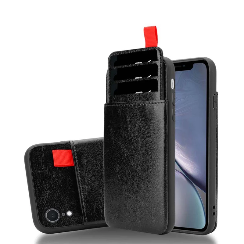 Cadorabo Hülle kompatibel mit Apple iPhone XR Schutzhülle aus TPU Silikon und Kunstlederüberzug, mit Fach und herausziehbaren Karten-Steckplätzen