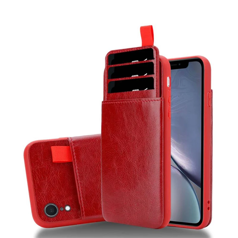 Cadorabo Hülle kompatibel mit Apple iPhone XR Schutzhülle aus TPU Silikon und Kunstlederüberzug, mit Fach und herausziehbaren Karten-Steckplätzen