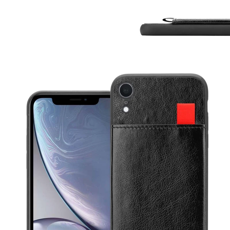 Cadorabo Hülle kompatibel mit Apple iPhone XR Schutzhülle aus TPU Silikon und Kunstlederüberzug, mit Fach und herausziehbaren Karten-Steckplätzen