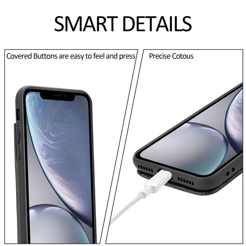 Cadorabo Hülle kompatibel mit Apple iPhone XR Schutzhülle aus TPU Silikon und Kunstlederüberzug, mit Fach und herausziehbaren Karten-Steckplätzen