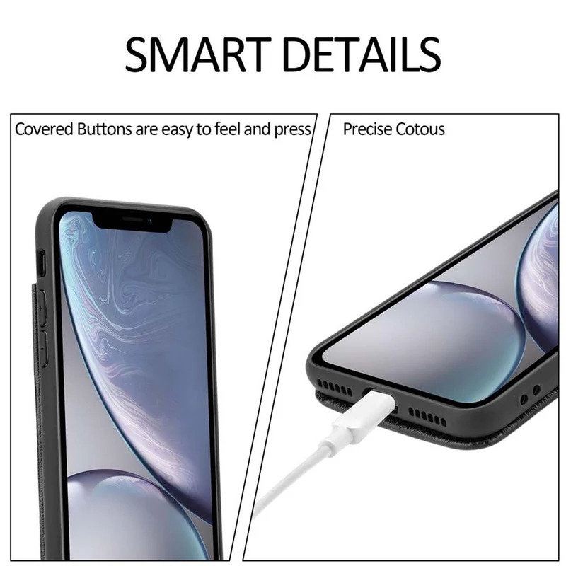 Cadorabo Hülle kompatibel mit Apple iPhone XR Schutzhülle aus TPU Silikon und Kunstlederüberzug, mit Fach und herausziehbaren Karten-Steckplätzen