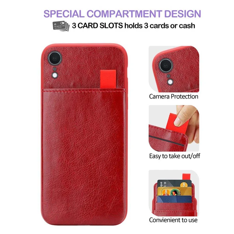 Cadorabo Hülle kompatibel mit Apple iPhone XR Schutzhülle aus TPU Silikon und Kunstlederüberzug, mit Fach und herausziehbaren Karten-Steckplätzen
