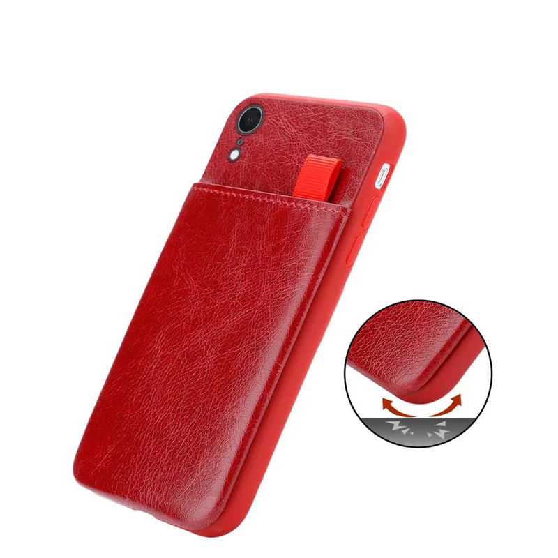 Cadorabo Hülle kompatibel mit Apple iPhone XR Schutzhülle aus TPU Silikon und Kunstlederüberzug, mit Fach und herausziehbaren Karten-Steckplätzen