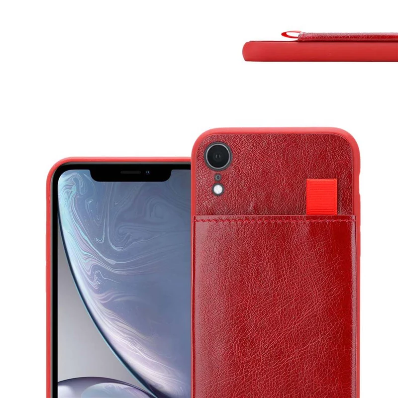 Cadorabo Hülle kompatibel mit Apple iPhone XR Schutzhülle aus TPU Silikon und Kunstlederüberzug, mit Fach und herausziehbaren Karten-Steckplätzen
