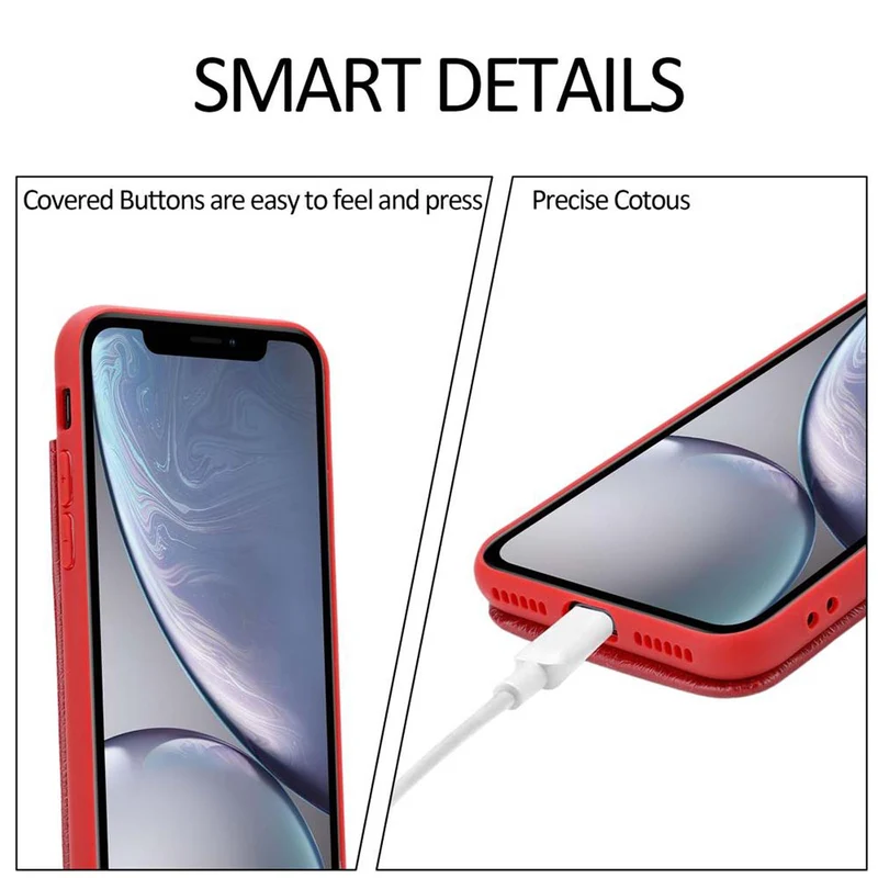 Cadorabo Hülle kompatibel mit Apple iPhone XR Schutzhülle aus TPU Silikon und Kunstlederüberzug, mit Fach und herausziehbaren Karten-Steckplätzen