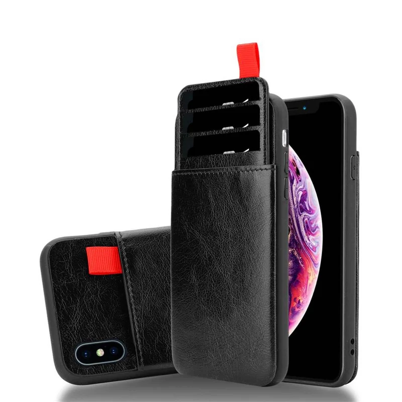 Cadorabo Hülle kompatibel mit Apple iPhone X / XS Schutzhülle aus TPU Silikon und Kunstlederüberzug, mit Fach und herausziehbaren Karten-Steckplätzen