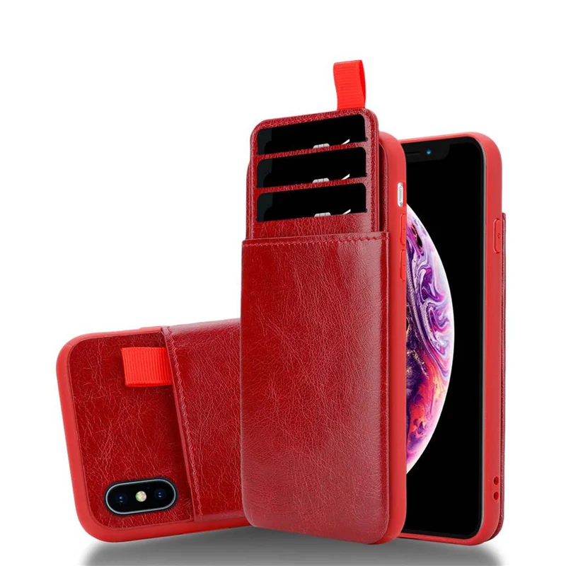 Cadorabo Hülle kompatibel mit Apple iPhone X / XS Schutzhülle aus TPU Silikon und Kunstlederüberzug, mit Fach und herausziehbaren Karten-Steckplätzen