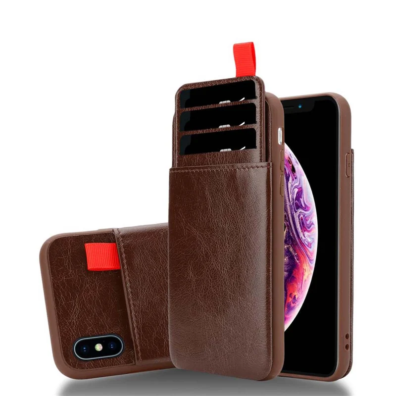 Cadorabo Hülle kompatibel mit Apple iPhone X / XS Schutzhülle aus TPU Silikon und Kunstlederüberzug, mit Fach und herausziehbaren Karten-Steckplätzen