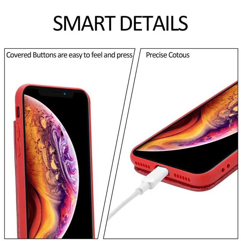 Cadorabo Hülle kompatibel mit Apple iPhone X / XS Schutzhülle aus TPU Silikon und Kunstlederüberzug, mit Fach und herausziehbaren Karten-Steckplätzen