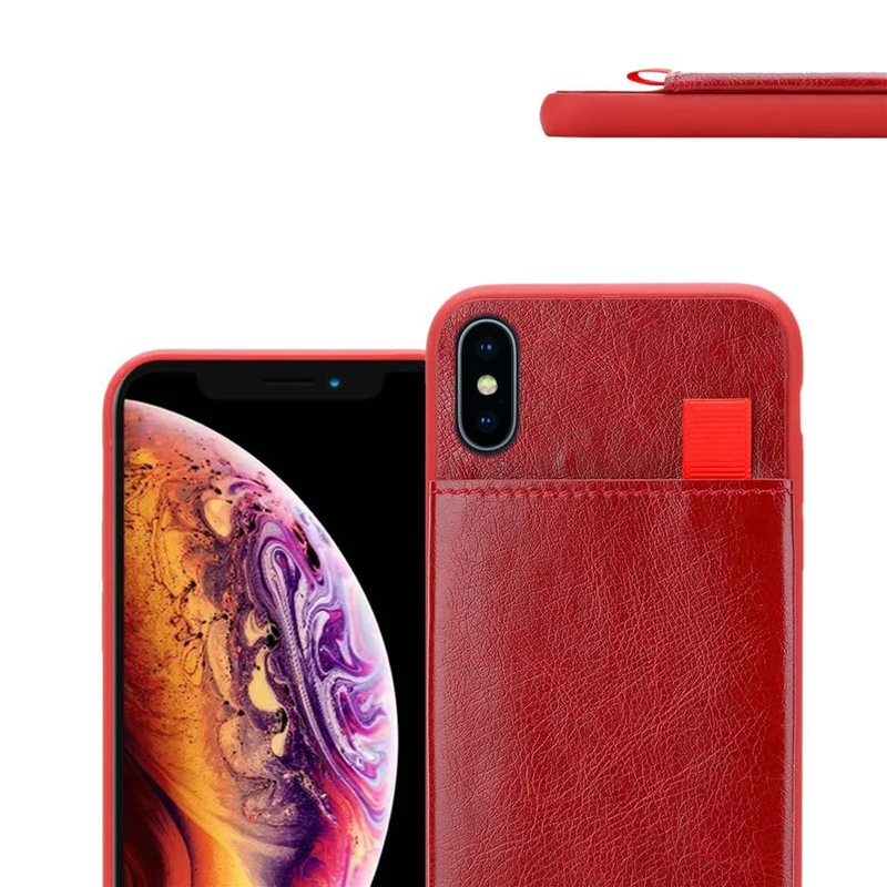 Cadorabo Hülle kompatibel mit Apple iPhone X / XS Schutzhülle aus TPU Silikon und Kunstlederüberzug, mit Fach und herausziehbaren Karten-Steckplätzen