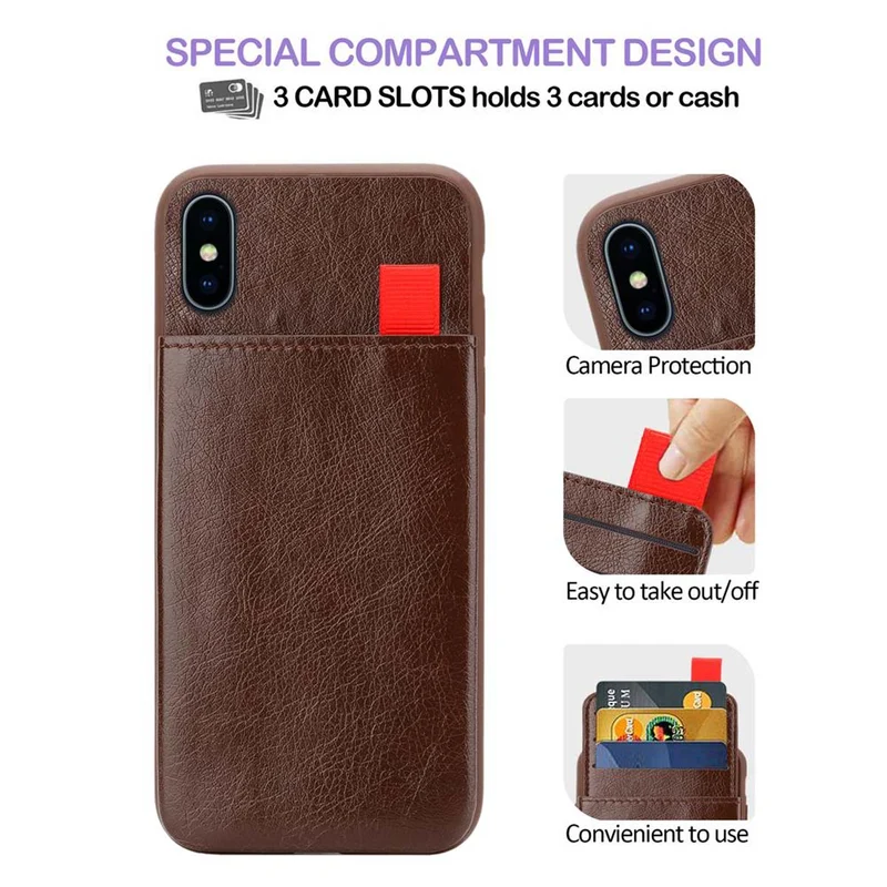 Cadorabo Hülle kompatibel mit Apple iPhone X / XS Schutzhülle aus TPU Silikon und Kunstlederüberzug, mit Fach und herausziehbaren Karten-Steckplätzen