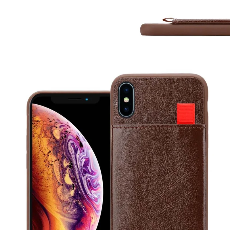 Cadorabo Hülle kompatibel mit Apple iPhone X / XS Schutzhülle aus TPU Silikon und Kunstlederüberzug, mit Fach und herausziehbaren Karten-Steckplätzen