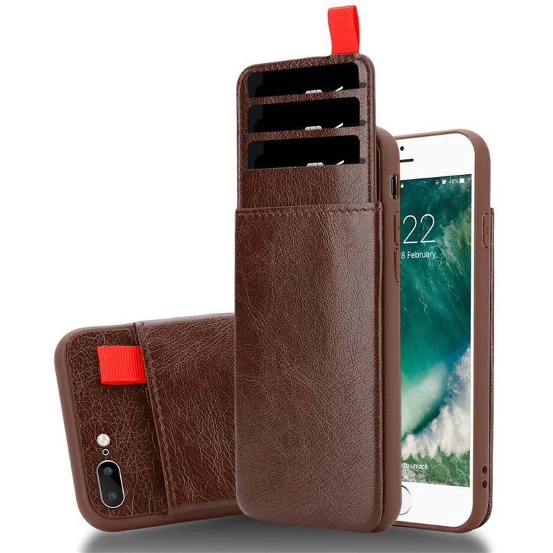Cadorabo Hülle kompatibel mit Apple iPhone 7 PLUS / 7S PLUS / 8 PLUS Schutzhülle aus TPU Silikon und Kunstlederüberzug, mit Fach und herausziehbaren Karten-Steckplätzen