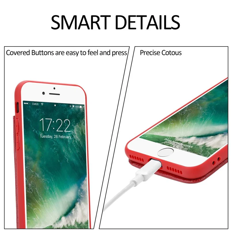 Cadorabo Hülle kompatibel mit Apple iPhone 7 PLUS / 7S PLUS / 8 PLUS Schutzhülle aus TPU Silikon und Kunstlederüberzug, mit Fach und herausziehbaren Karten-Steckplätzen