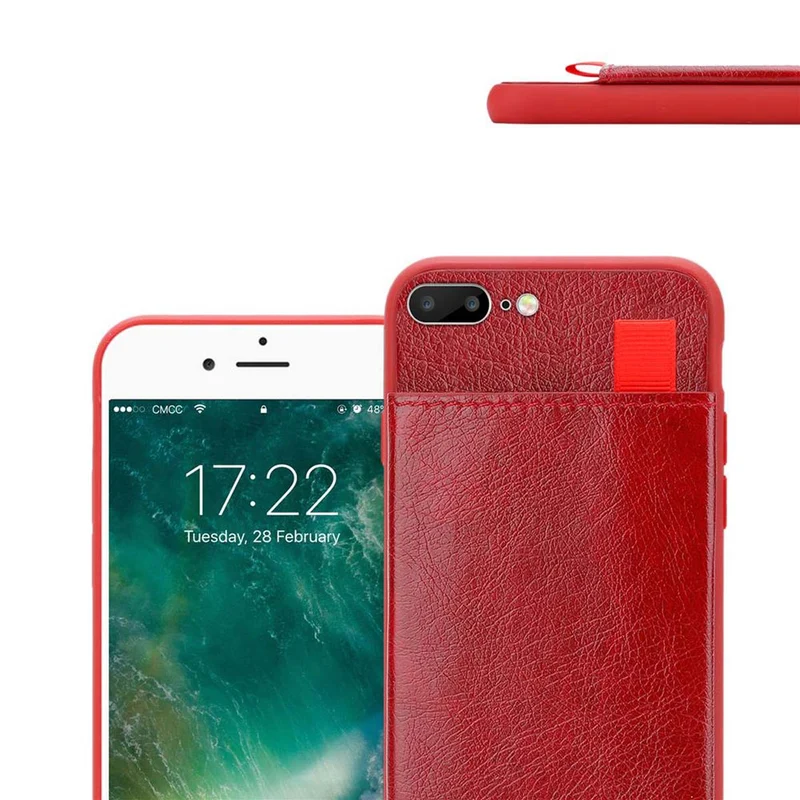 Cadorabo Hülle kompatibel mit Apple iPhone 7 PLUS / 7S PLUS / 8 PLUS Schutzhülle aus TPU Silikon und Kunstlederüberzug, mit Fach und herausziehbaren Karten-Steckplätzen