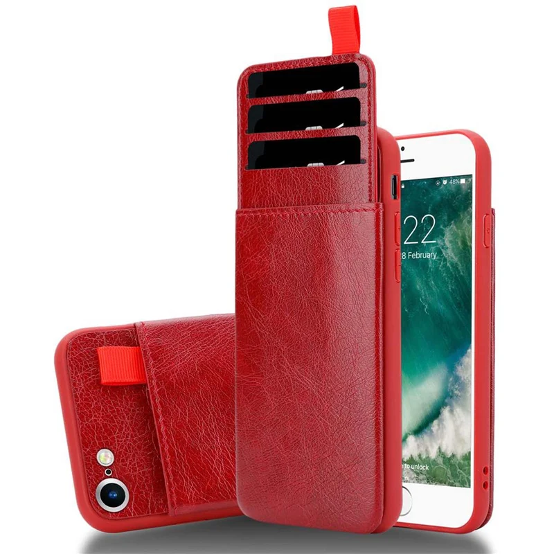 Cadorabo Hülle kompatibel mit Apple iPhone 7 / 7S / 8 / SE 2020 Schutzhülle aus TPU Silikon und Kunstlederüberzug, mit Fach und herausziehbaren Karten-Steckplätzen