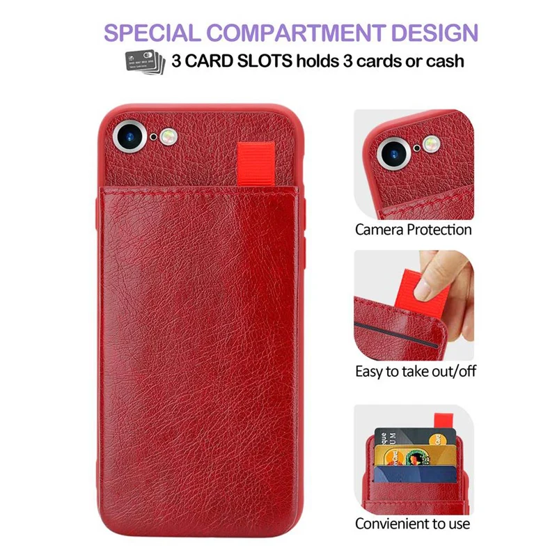 Cadorabo Hülle kompatibel mit Apple iPhone 7 / 7S / 8 / SE 2020 Schutzhülle aus TPU Silikon und Kunstlederüberzug, mit Fach und herausziehbaren Karten-Steckplätzen